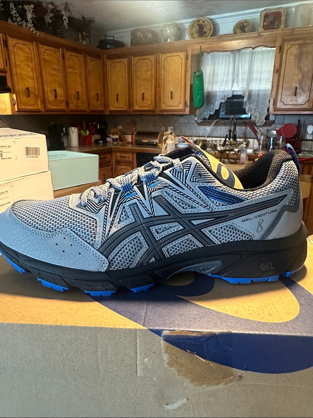 Asics Gray and Blue Men's Running/Trail Sneakers